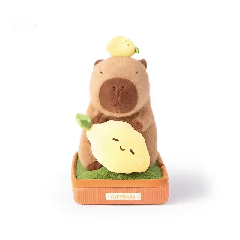 Peluche Capybara Kawaii 30 cm, style Cosplay Plante en Pot, avec motifs Pin, Banane, Citron, Trèfle à Quatre Feuilles, jouet et décoration d'intérieur