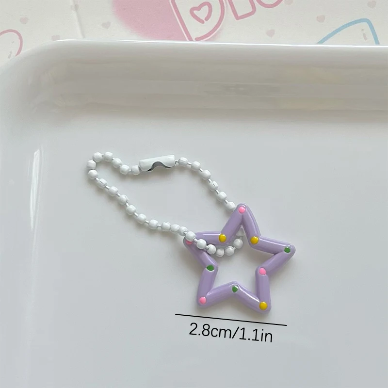 Colorido oco Out Star Keychain, estilo coreano, bonito Mini resina chaveiro, pingente ponto de onda, pendurado acessório