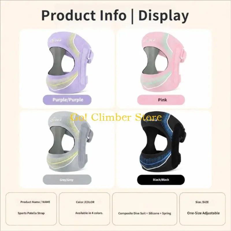 Q84C Adjustable Knee Support for Running and Hiking with Fabric Fasteners, Open Kneecap Layout, and Perforated Sections