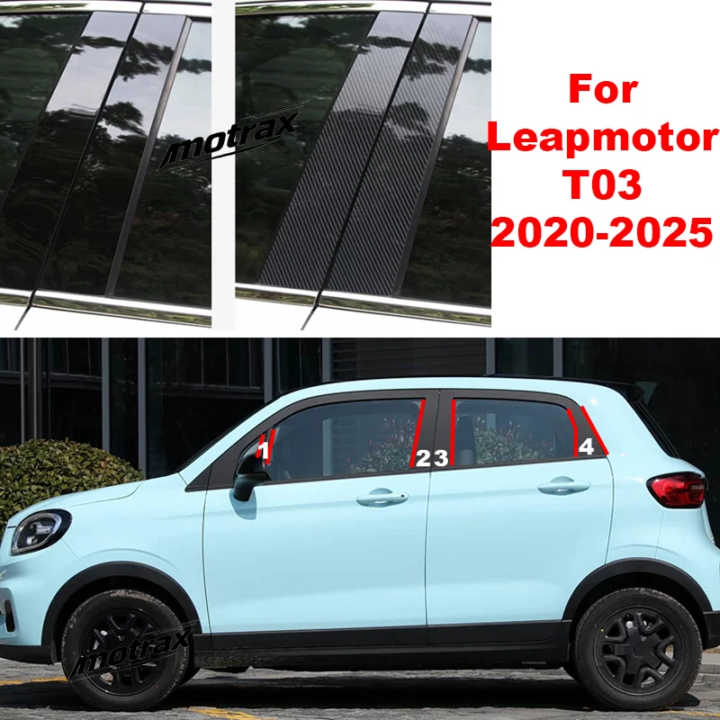 Auto Center Pillar Stickers Decorative Accessories Glossy Black Window Stickers for Leapmotor T03 2020 2021 2022 2023 2024 2025