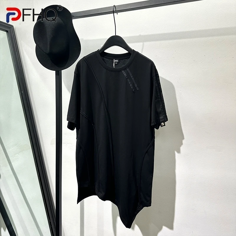 PFHQ Darkwear Handsome Summer T-shirt Male Irregular Loose Round Neck Short Sleeved Popular Niche Personality Men\'s Tops 21Z4900