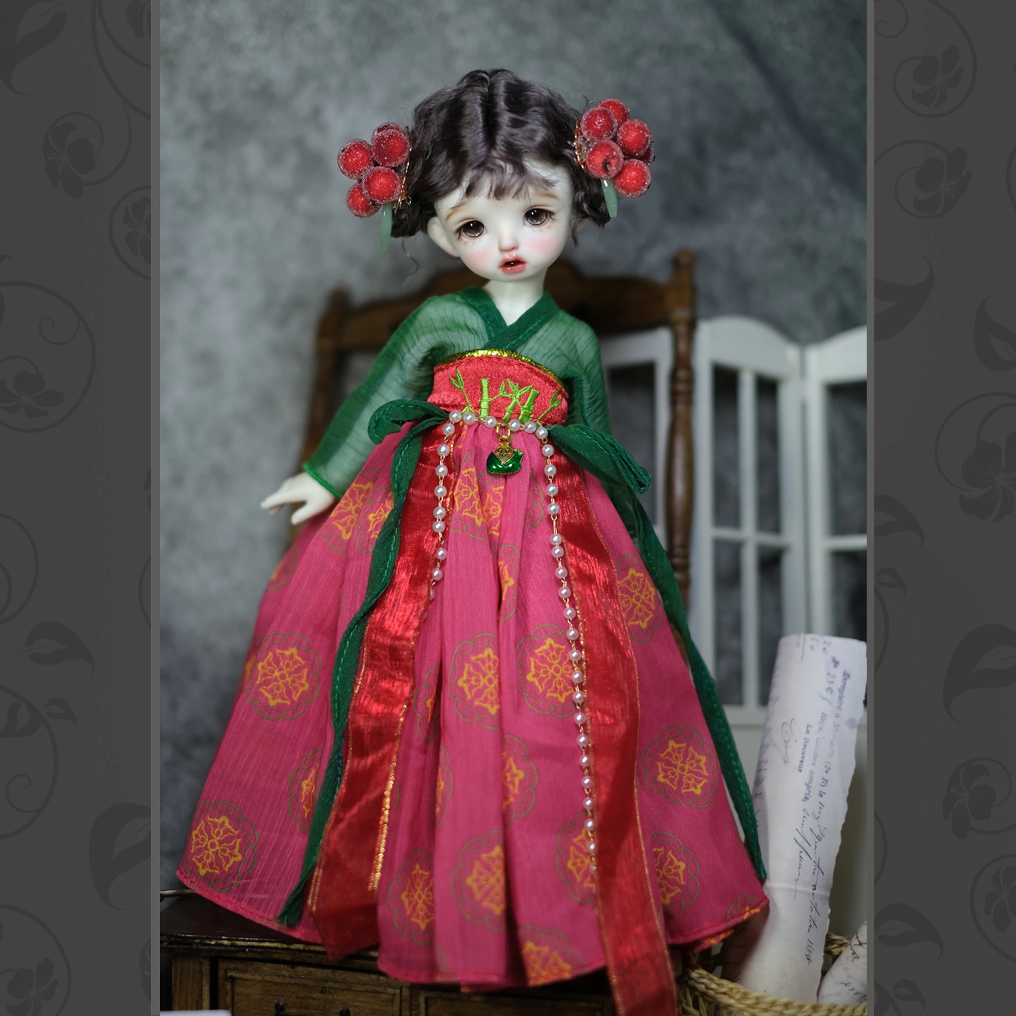 

6 points bjd baby clothes, ancient Hanfu ancient doll clothes six points mjd doll baby clothes Datang never sleeps city bamboo