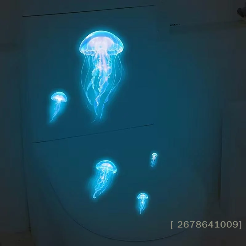 ⚑Glow-in-the-Dark Jellyfish Wall Decals, Luminous Ocean Themed Stickers for Bathroom & Bedroom Decor