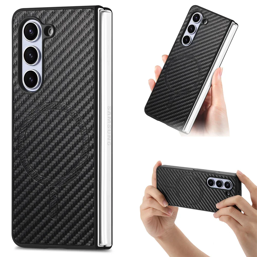 

Для Samsung Galaxy Z Fold 6 5 4 Fold6 Fold5 Fold4 Магнитный чехол для телефона с защитой экрана ударопрочный чехол из искусственной кожи с полным покрытием