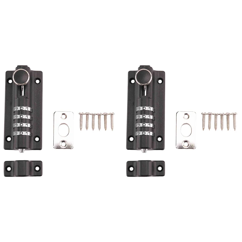 

2X Password Lock Black Bolt Metal Door Latch Anti-Theft Safety Combination Digit Padlock Outdoor Home Wood Gate Hardware-B51B