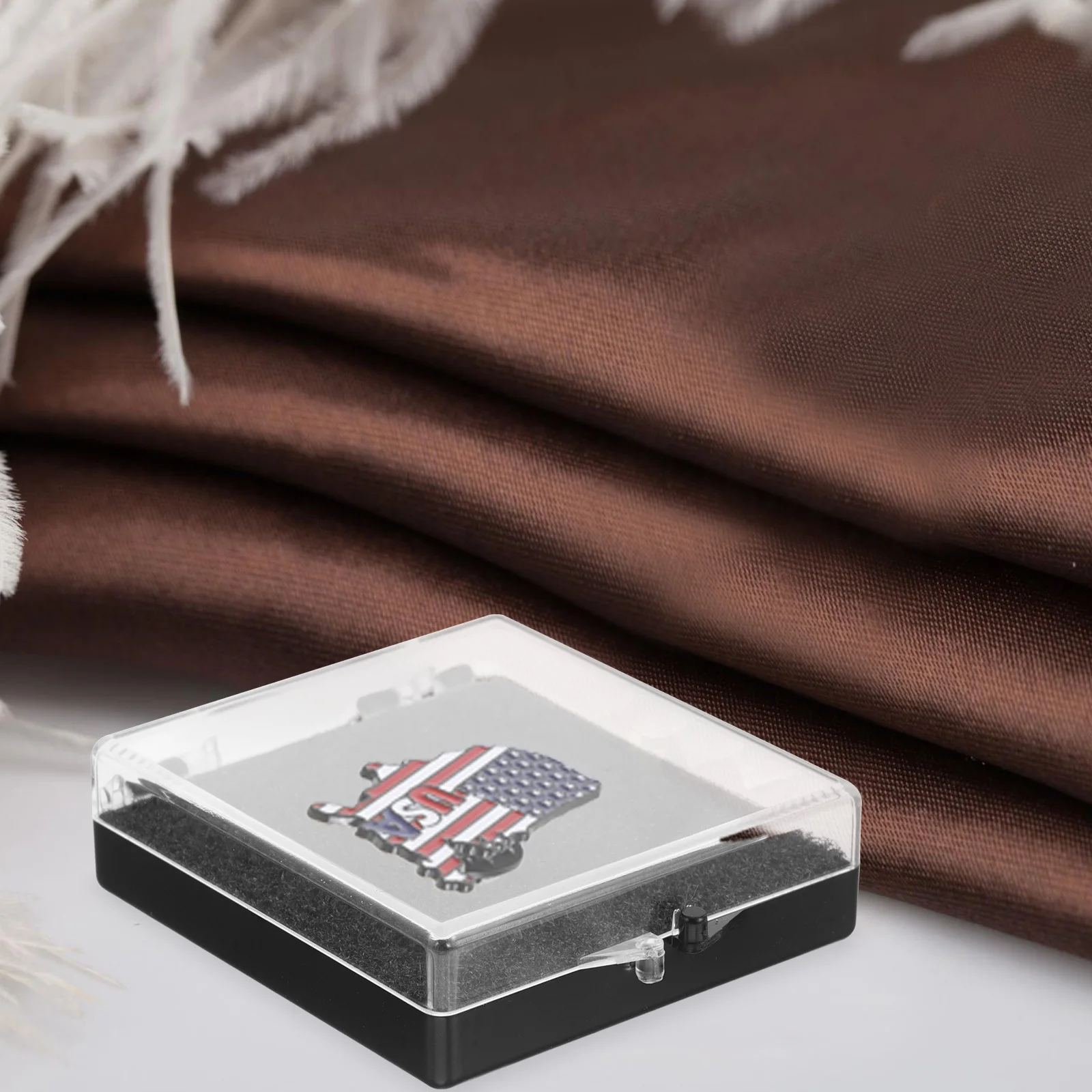 

12pcs Transparent Plastic Box Clear Lid Medal Display Case Black Sponge Lining For Marathon Medals Lapel Pins Brooches Storage