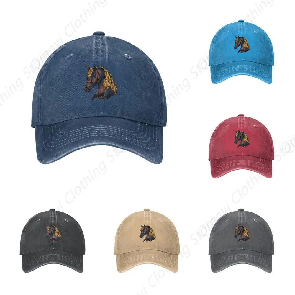 

Cool Horse Baseball Cap for Men Women Hat Vintage Cowboy Hats Adjustable Trucker Caps Navy Blue