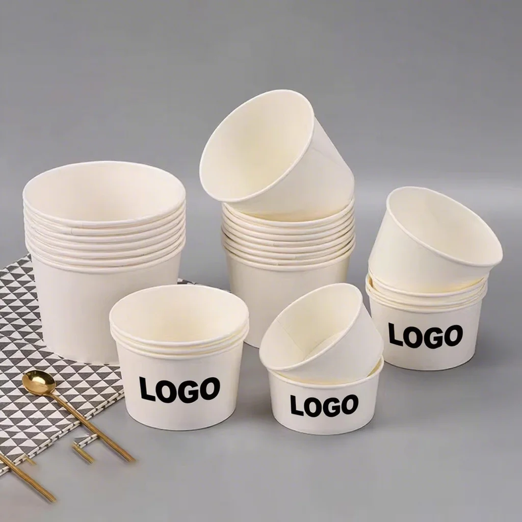 100pcs Customizable Disposable Paper Bowls Eco-Friendly Food Service Takeout Bowls for Catering And Parties