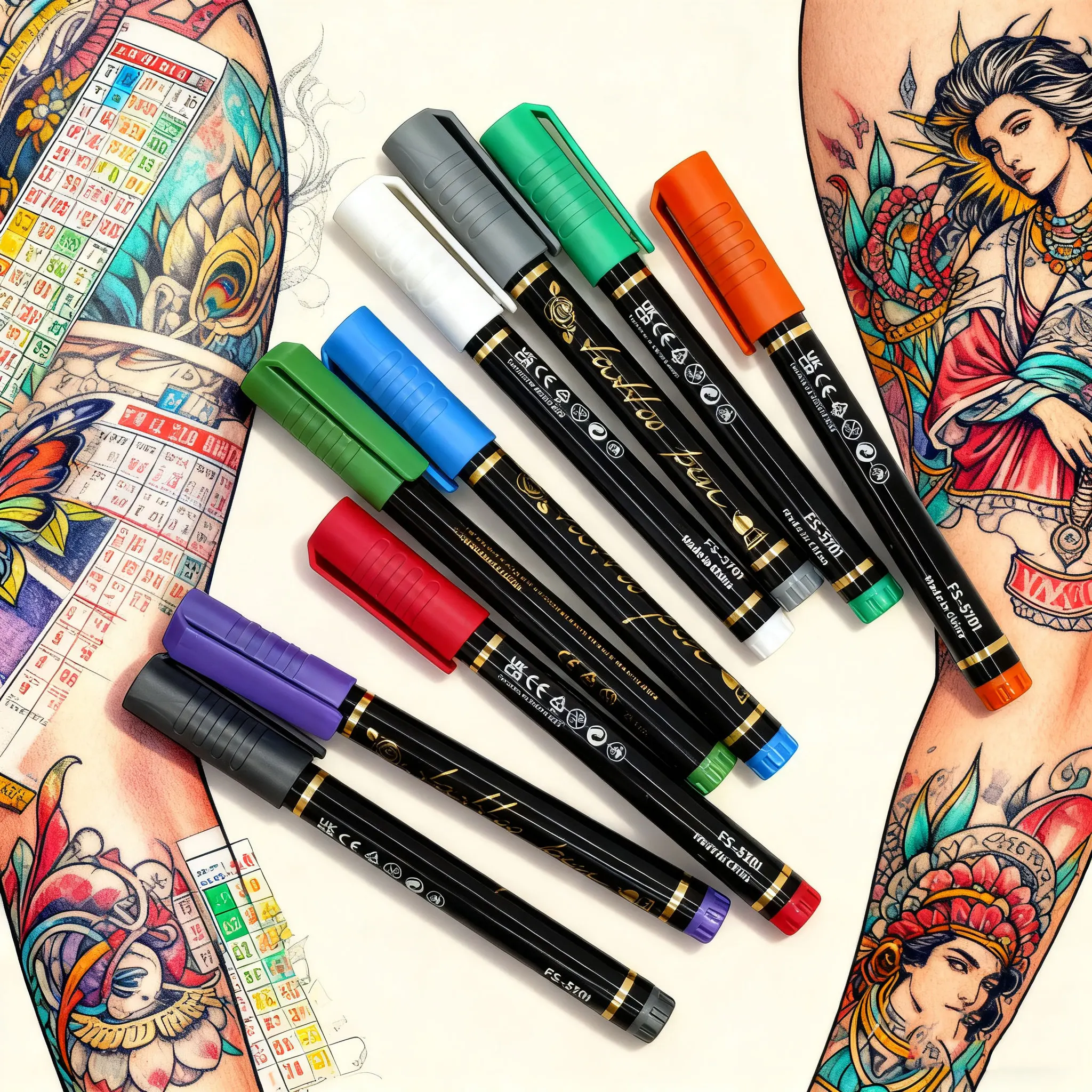 

10-pack Soft-Tipped Pearlized Metal Art Painting Brushes for Body Painting, Festival Party, Skin Temporary Markers Art Brushes