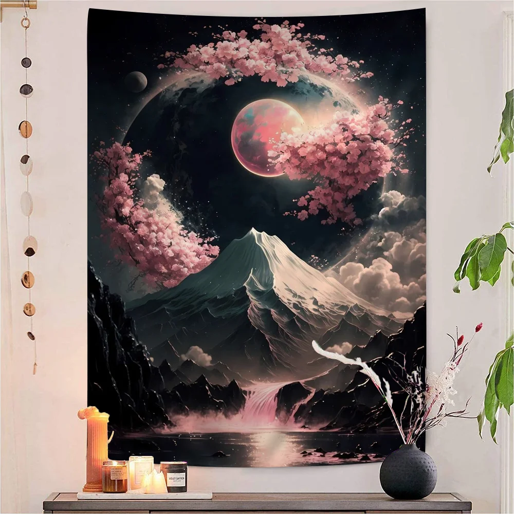 

Cherry Blossom Japan Art Cartoon Tapestry Art Science Fiction Room Home Decor Wall Hanging Home Decor