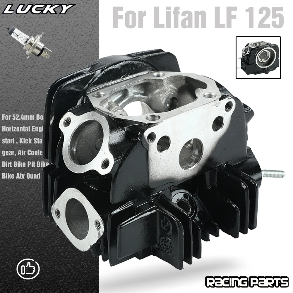 125cc Motorcycle Cylinder Head For 52.4mm Bore Lifan LF 125 Horizontal Engines Dirt Bike Pit Bike Monkey Bike Atv Quad Parts