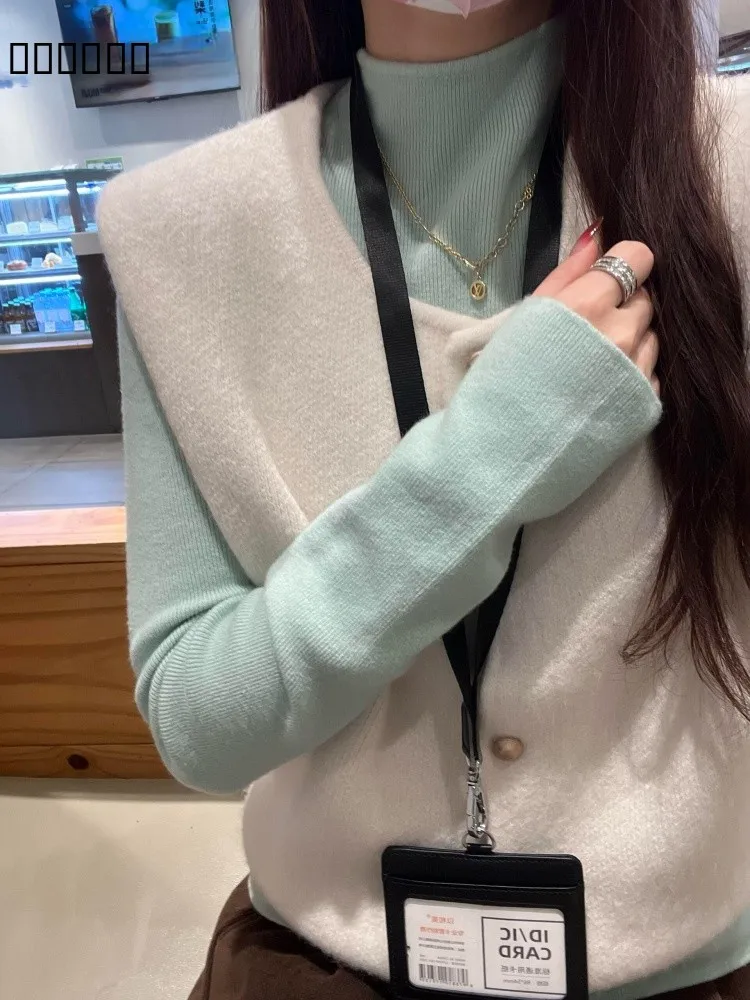 

Мягкий мятный вязаный свитер с высоким воротом для женщин: модный, нежный, комфортный, с длинными рукавами, для зимы, как внутренний слой