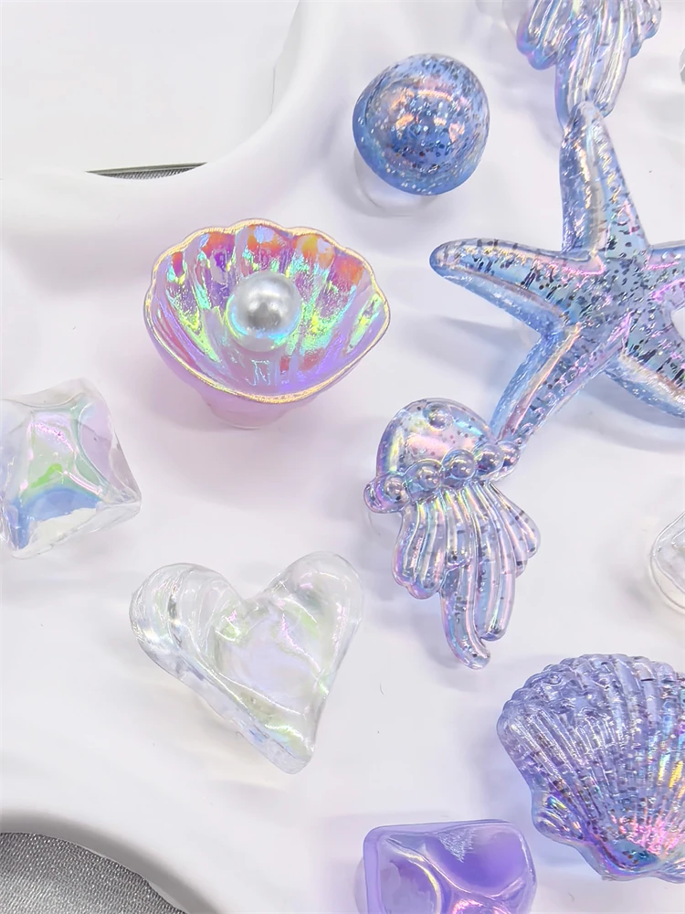 18 Stück Transparente Seestern- und Muschel-Schuhcharms DIY-Dekorationen Blumen-Clogs Schuhschnallen Zubehör Oktopus-Schuhclips Dekor – Detail 3