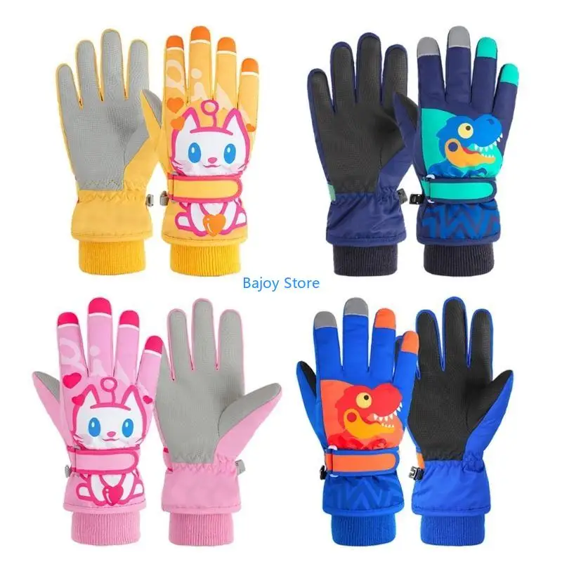 

63HE Kids Ski Gloves Boys Girls Mittens Gloves Outdoor For Winter Warm Waterproof