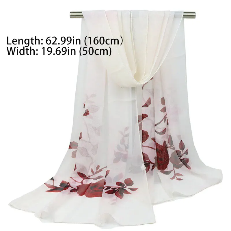 Fashion New Chiffon Silk Scarf Floral Printing Scarf Shawl Travel Vacation Sunscreen Scarf Shawl For Women