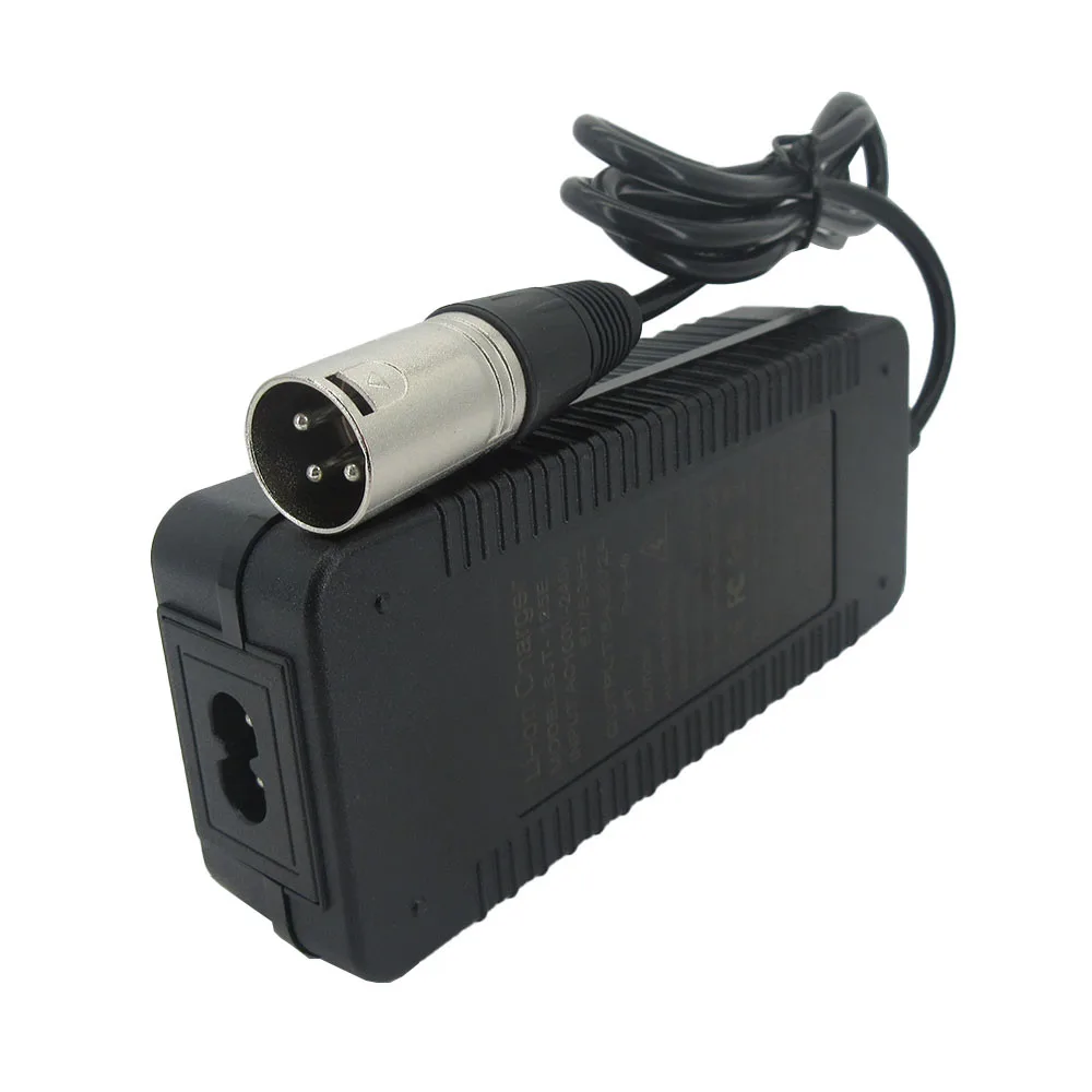 Carregador de lítio 48V 54,6V 2A para bateria de íon de lítio 48 volts 13S 48V2A GX16 XLR DC Conector