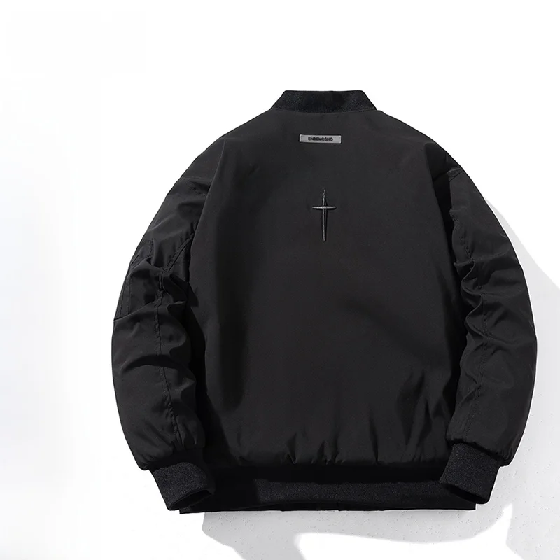 

Thiened Baseball Sle Jaet for Men Student Faion Brand Collaborative Work Autumn Winter Cotton Coat Youth Sle
