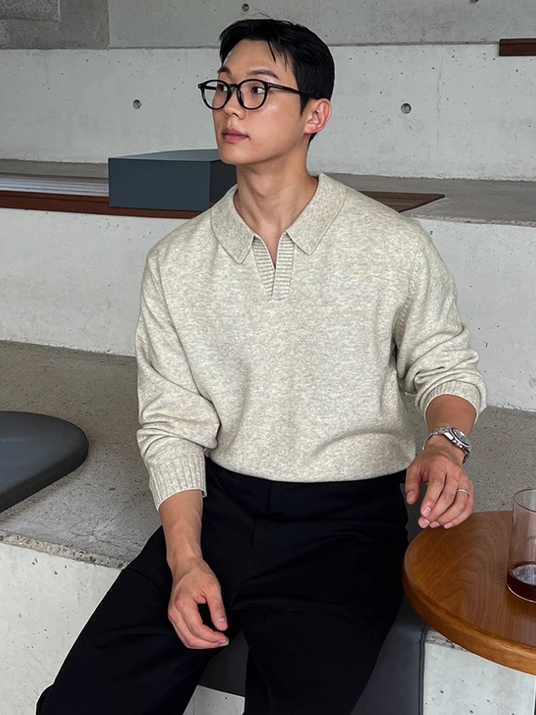 

Модный повседневный мужской трикотаж с V-образным вырезом, простой, осенне-зимний, высококачественный, из полиэфирного волокна, с длинными рукавами, дышащий, теплый