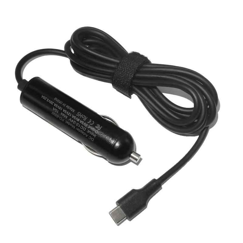 65W 20V USB C Type C PD Car Charger Dc Power Supply Adapter for Macbook Lenovo Asus Hp Laptop Tablet Phone Car Adapter