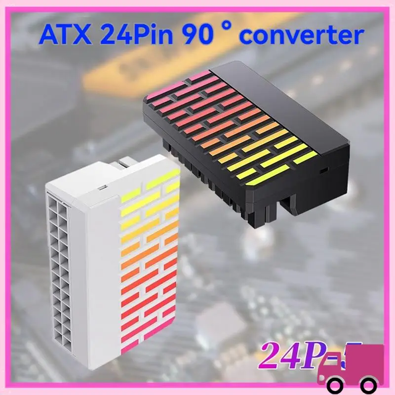 Compact ATX 24-Pin 90° Power Connector Adapter 5V 3 Pin ARGB 24Pin Female To Male 90° Power Adapter DIY For Desktops PC