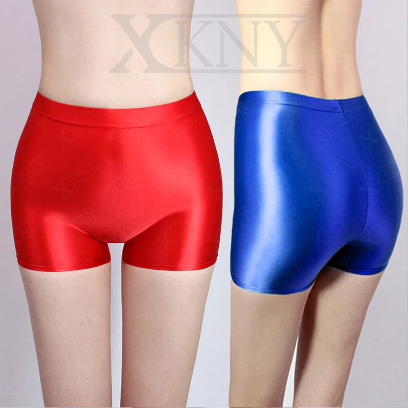 XCKNY satin smooth opaque shorts sexy silk slim tight high waist shorts Sports leisure yoga Leggings  glossy shorts