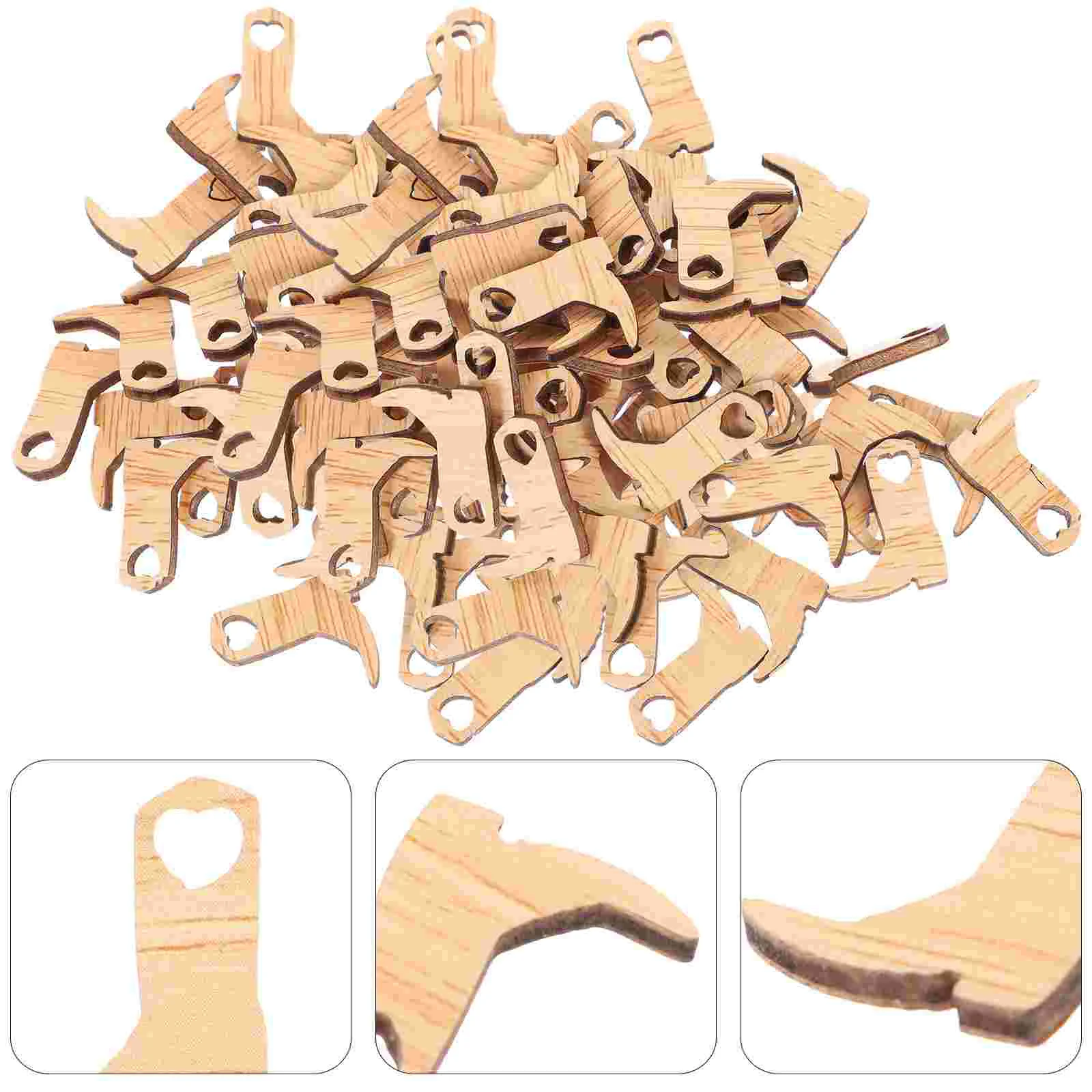 50 Pcs Rustic Party Decorations Minim Wooden Boots Miniature Pieces Dining Table