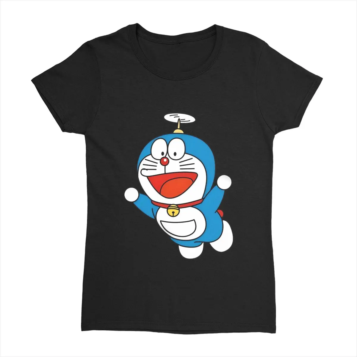 Camiseta feminina doraemons camisetas de algodão novidade voar praia camisetas manga curta y2k básico personalizado diy casual topos presente aniversário