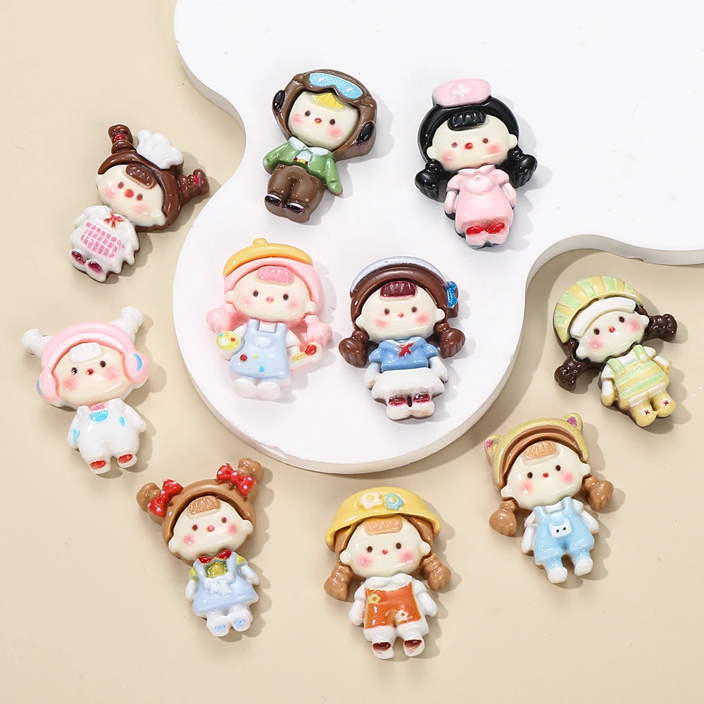 10pcs Resin Cute Cartoon Princess Flat Back Beads Scrapbook Kawaii DIY Home Furnishing Embellishments Hairpin Accessories