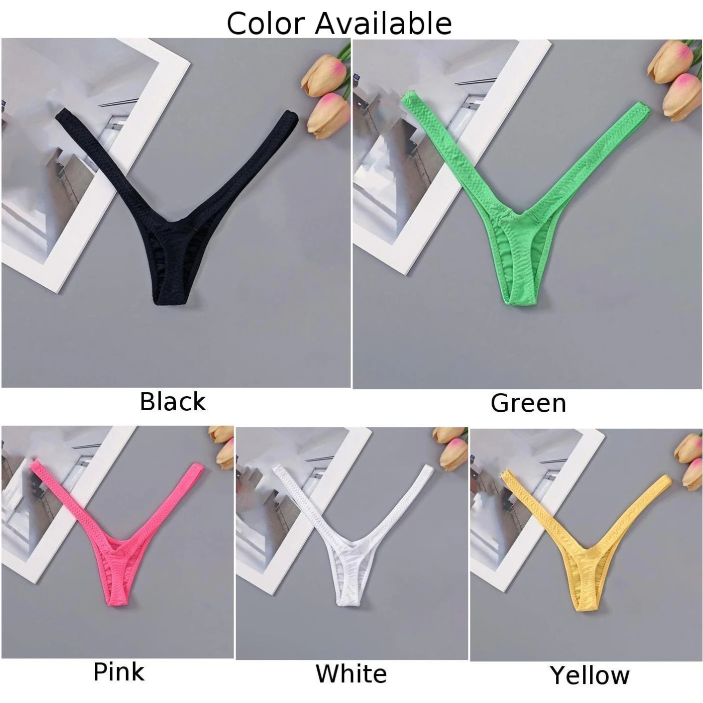 Womens Low Waist Lingerie Solid G String Thongs Sexy Underwear Ultra-Thin Briefs Bikini Ladies Panty T-Back Underpants Knickers