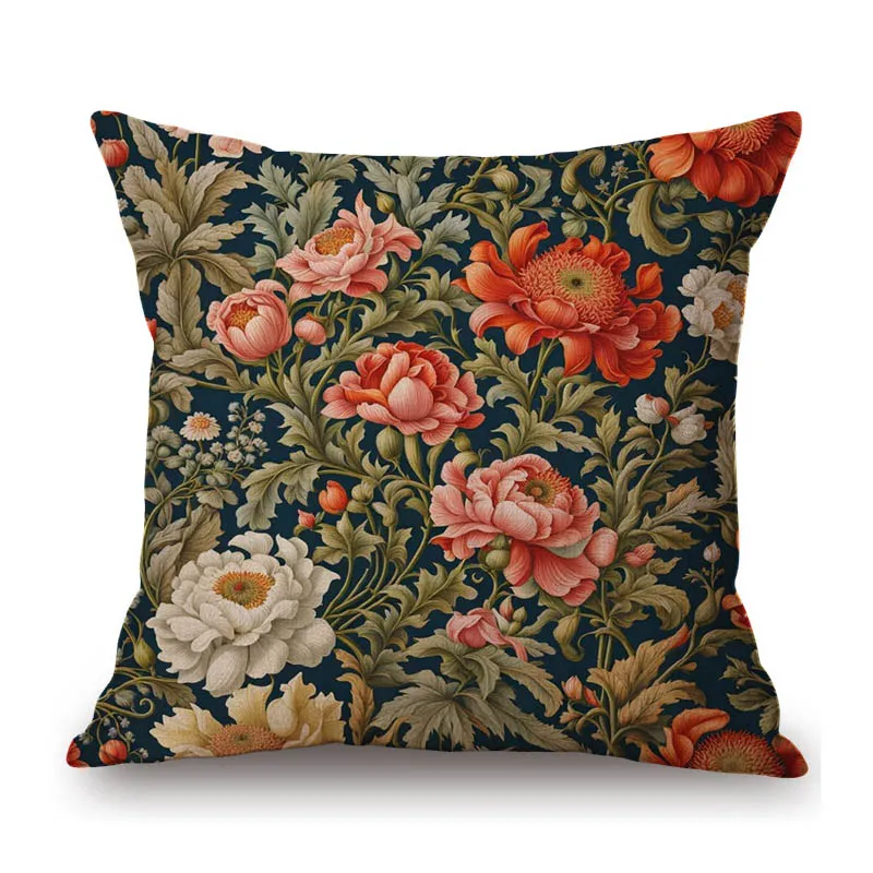 Pink Strawberry Rose Ivy Orchid Compton Classic William Morris Style Home Decorative Sofa Throw Pillow Case Cushion Cover Case