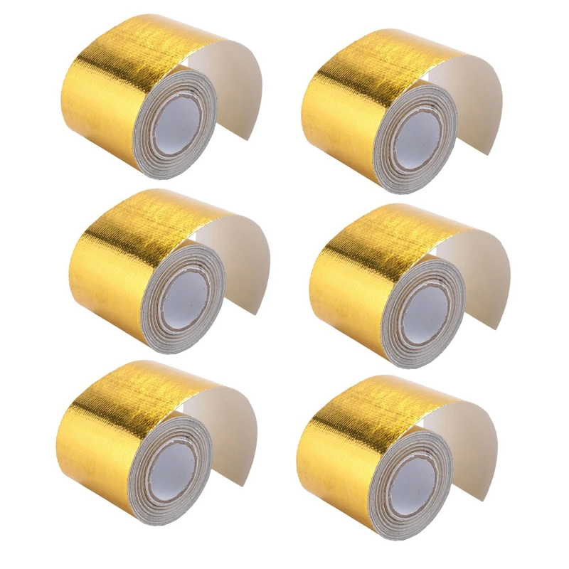 6X Reflect A Gold Thermal Tape Air Intake Heat Insulation Shield Wrap Reflective Heat Barrier Self Adhesive Engine