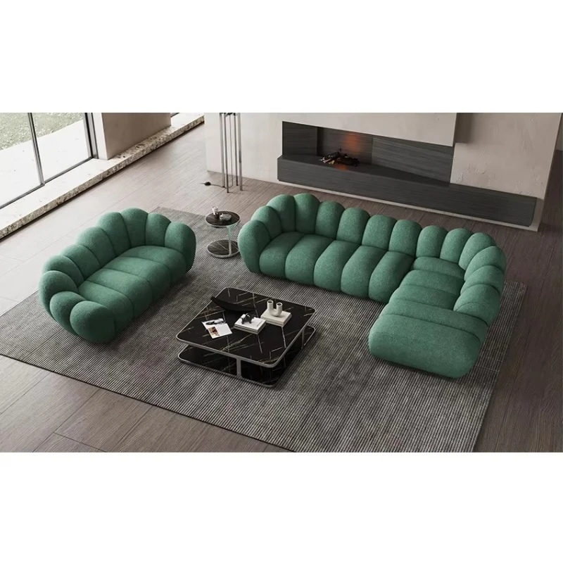 

Modern Luxury High Quality Segmented Waterproof Green 1 2 3 Modular Sofa Teddy Fabric Sofa Set Living Room Furniture