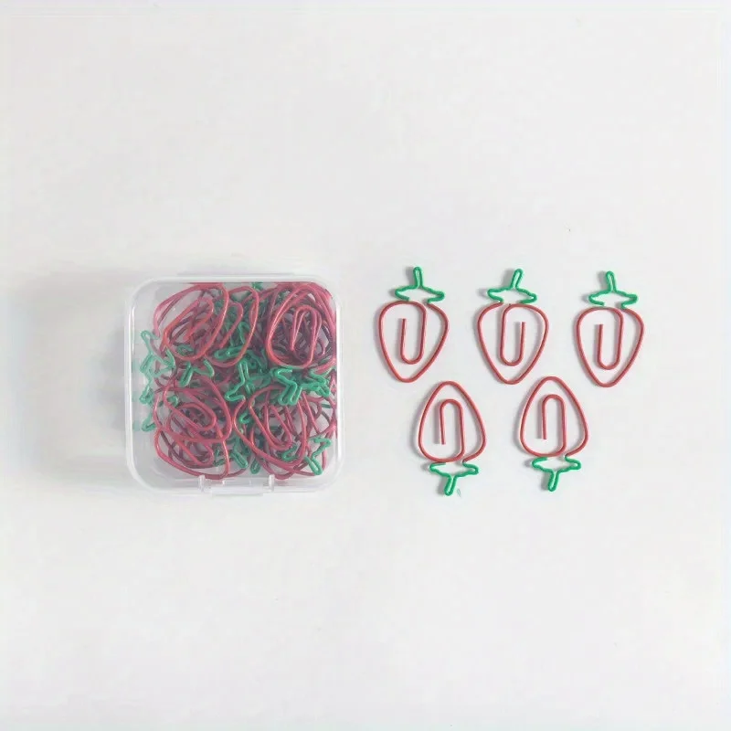 5pcs Strawberry Paper clip, cute office daily accessories