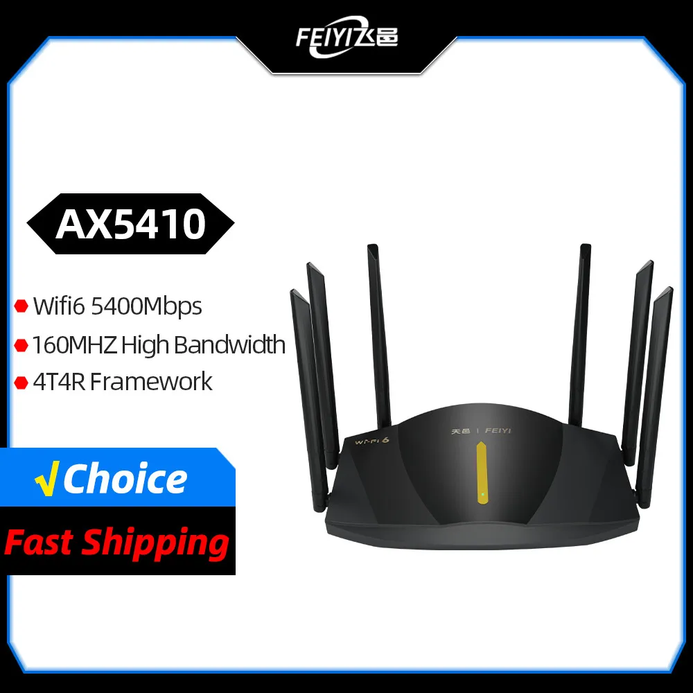 FEIYI AX5410 Mesh Wifi Router 5400Mbps WiFi6 160MHz High Bandwidth 5G Dual Band Efficient Transmission 4K Repeater Amplifier