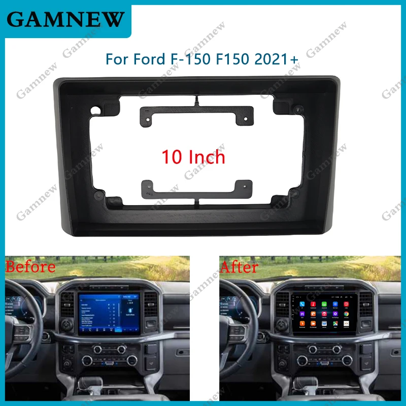 

10 Inch Car Frame Fascia Adapter Android Radio Dash Fitting Panel Kit For Ford F-150 F150 2021+