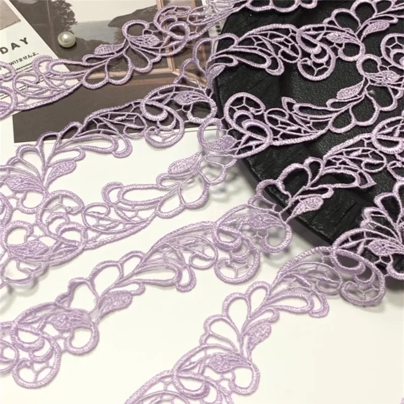 15Yards 3Cm Width Purple Yellow Black Hollow Flower Venise Diy Venice Lace Clothing Accessories Of Various Garment,Bra.Skirt