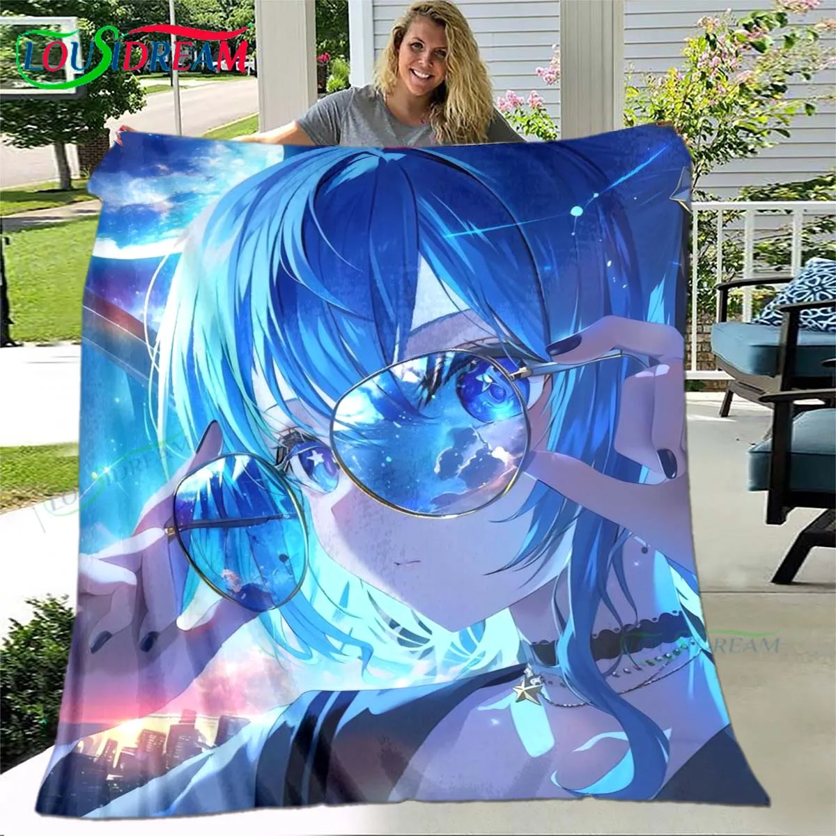 Fashion Anime Girl Printed Picnic Blankets Warm Blanket Soft and Comfortable Blanket Home Travel Blanket Birthday Gift