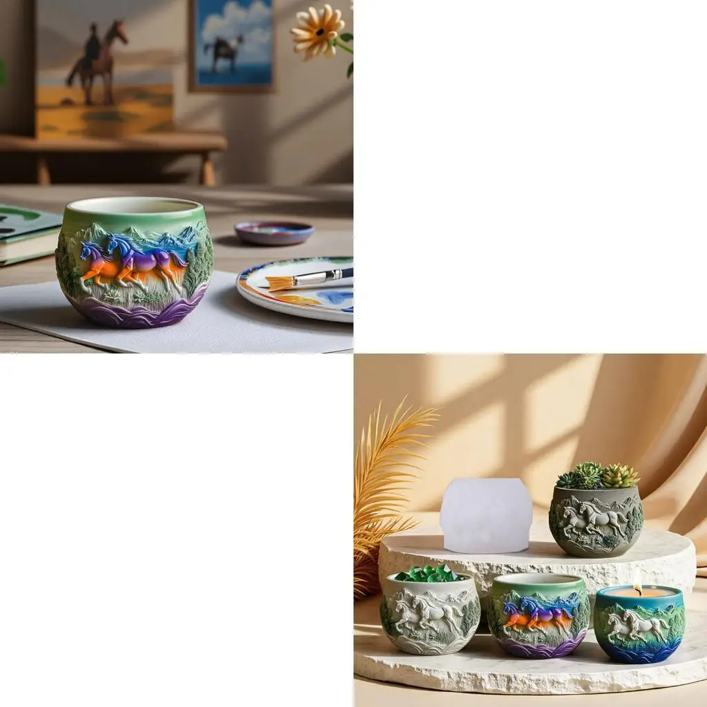 Horse Planter Silicone Molds Suitable for Resin Art and Decorative Projects