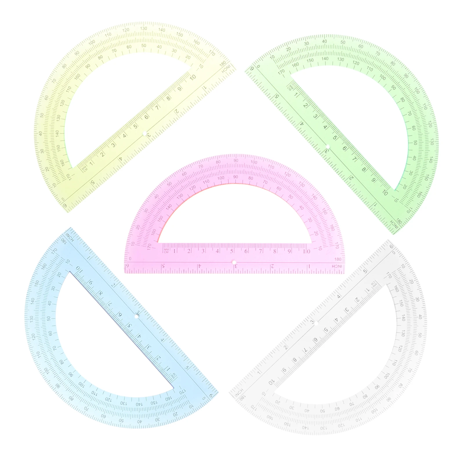 

5 Pcs Multi-functional Portable Small Protractor Set Plastic Math School Supplies Classroom Abs Child