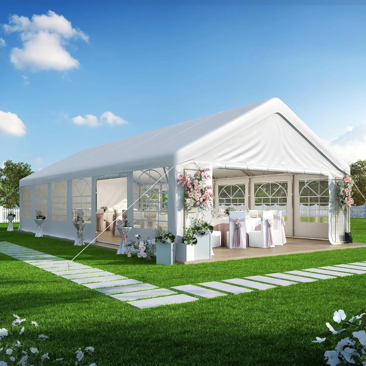 

20x40 Heavy Duty Party Tent Removable Sidewall 4 Sand Bags Outdoor Wedding Event, Customized