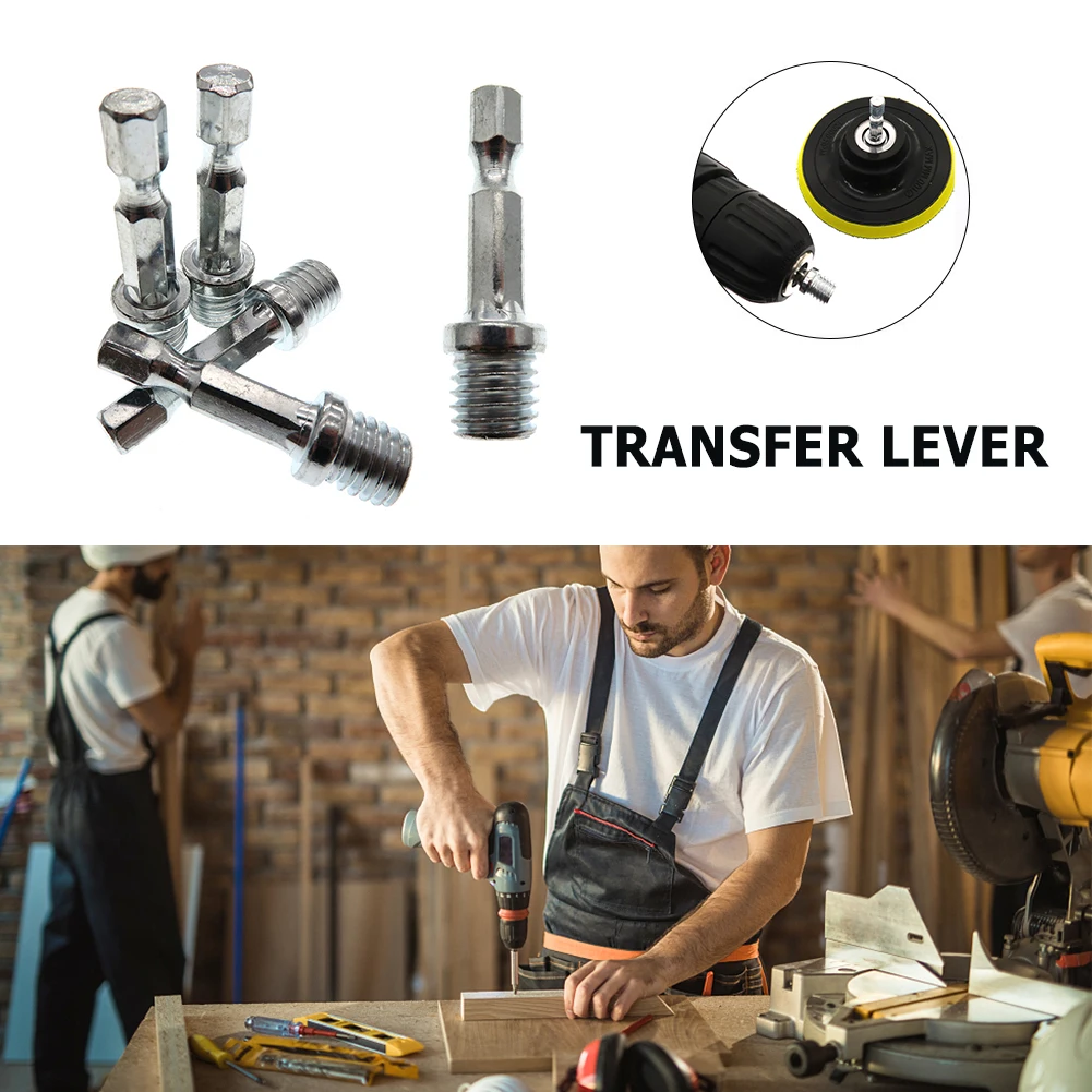 1/4 Hexagon Connecting Rod Adapter Drill Chuck Converter M10 M14 Thread Connection Hexagon For Grinder and Sander Polishing