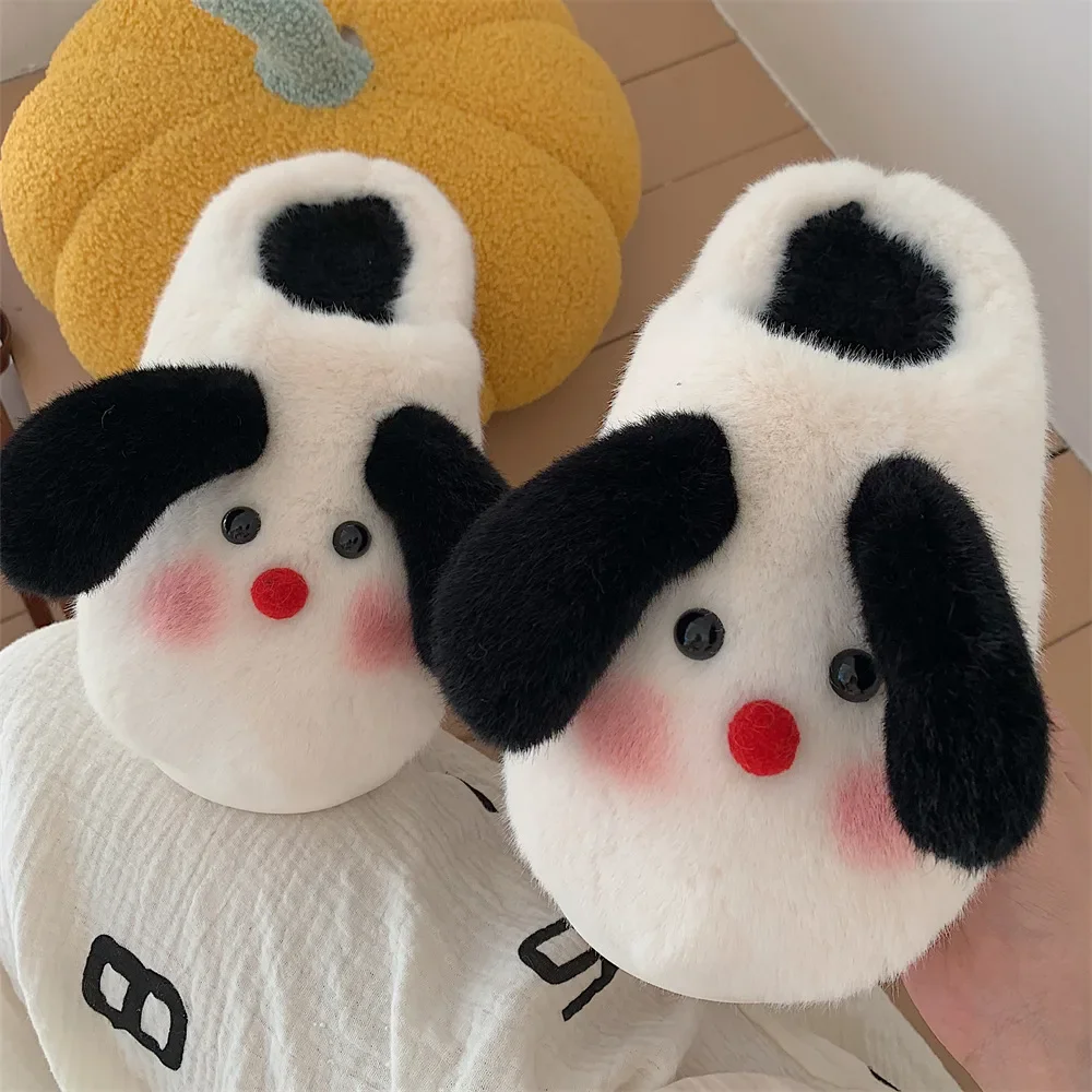 

Female winter home plush non-slip fashion soft-soled cotton shoes soft cute puppy comfortable warm bag head cotton mop