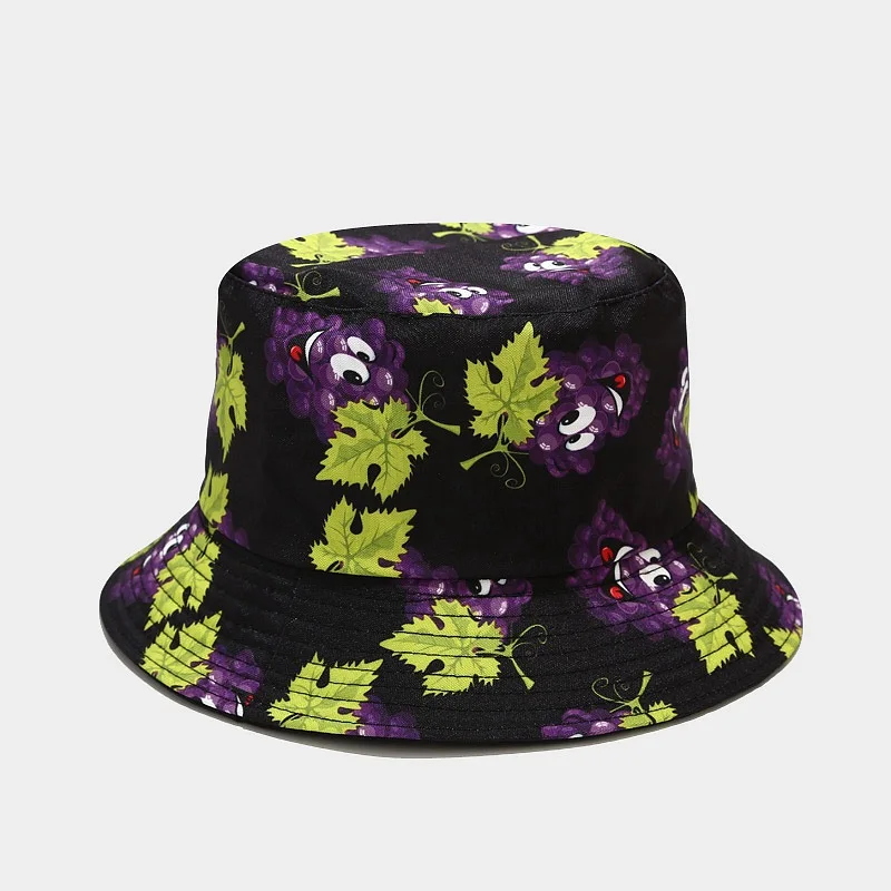 Kreative bedruckte Eimerkappe mit Fruchtmuster, Unisex, Freizeit-Fischerhut für den Außenbereich, Sommer-Strand-UV-Schutz-Sonnenhut, Panama-Bob – Detail 34