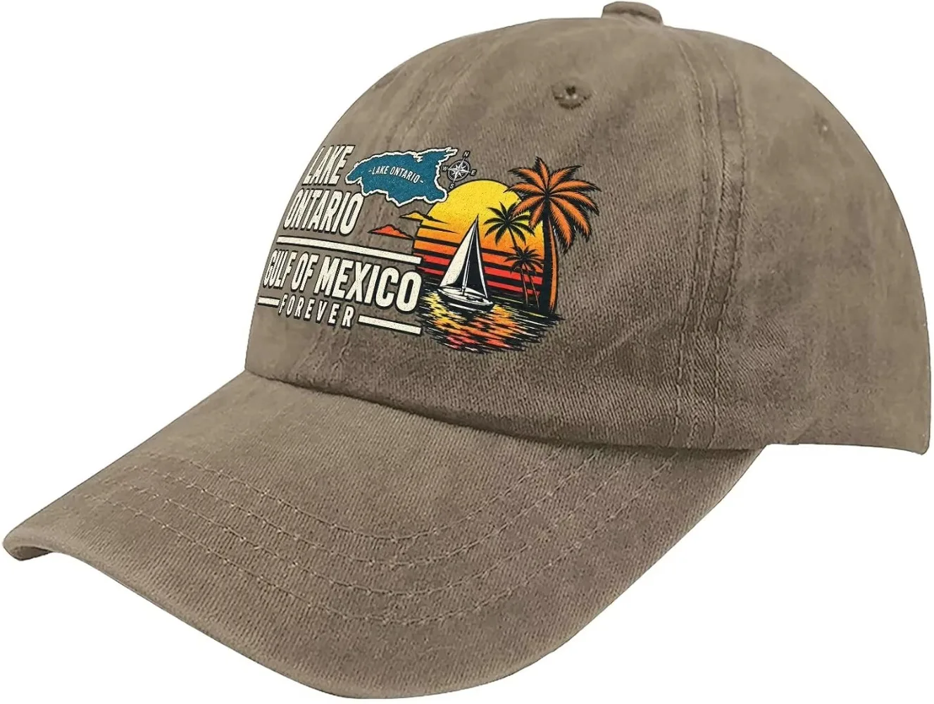 Customization Lake Ontario Gulf Of Mexico Forever Unisex Baseball Cap, Dark Gray, One Size, Cotton, Casual Sport Travel