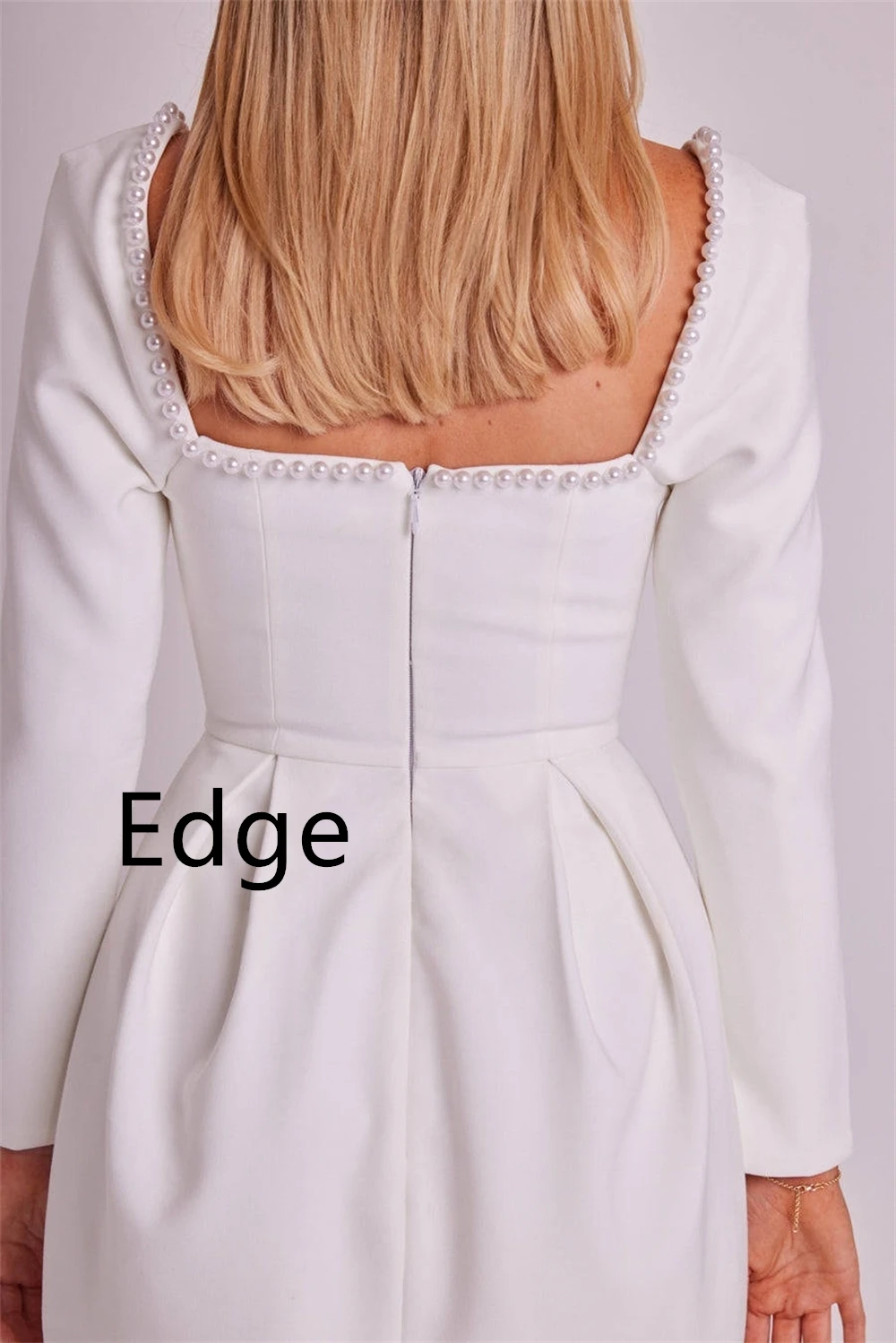 

Customized Formal White Jersey Evening Dress Elegant Long Sleeves Prom Dress Delicate Zipper Back Bespoke Occasion Gowns