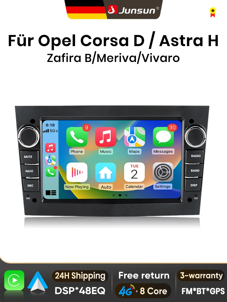 Junsun 7 inch Android autoradio voor Opel Astra H G J Zafira B Corsa C D Antara Vectra Vivaro CarPlay Auto IPS scherm stereo multimediaspeler automotive slimme intelligente systemen 2 Din autoradio - afbeelding 2