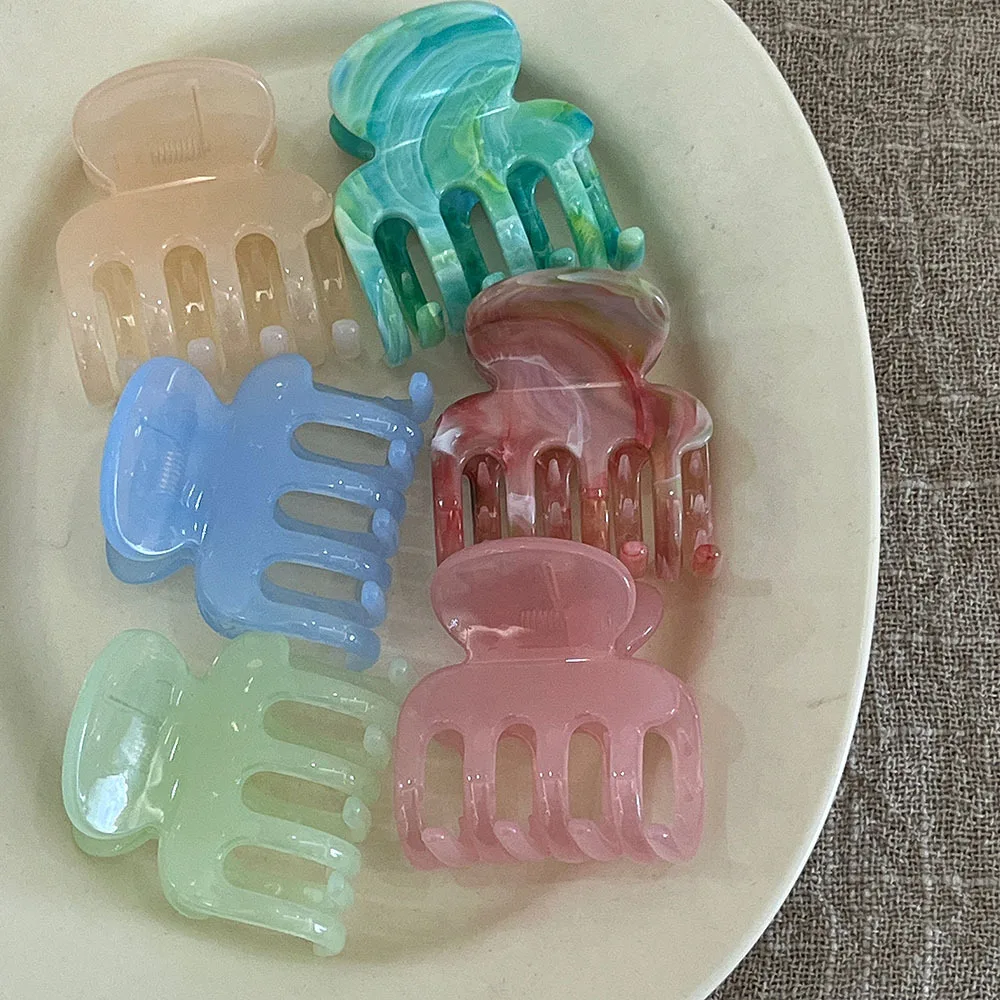 High Quality PC Mini Shark Hair Claw Clips Gradient Jelly Transparent Hair Jaw Clamp Women Back Head Daily Hair Accessories - view 4