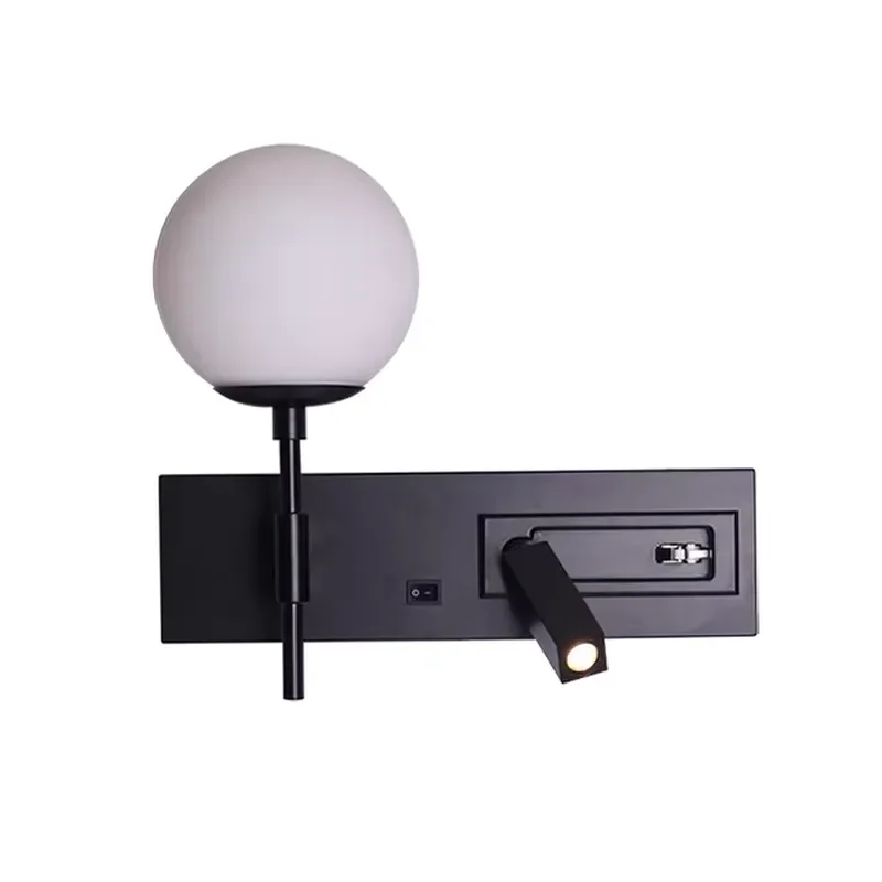 Customized Rotate Hotel Reading Wall Lamp Indoor Bedside Wall Lights Bronze Mounted Portable Modern Glass Globe Led Wall
