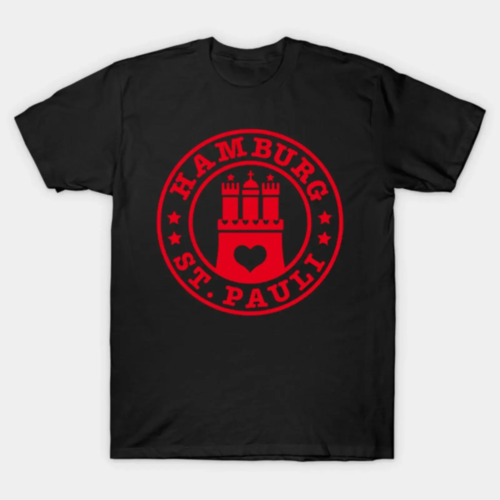 Hamburg Bezirk St. Pauli Herz-Wappen T-Shirt Vintage gewaschen bequem lässig Streetwear dehnbar