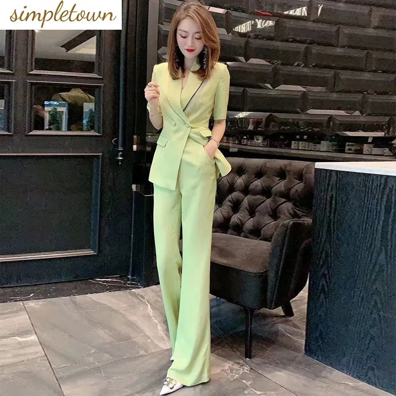 Suit Women's Summer High End Design Sense Thin Small Suit Fashion Professional Dress Temperament Goddess Style Short Sleeve Set